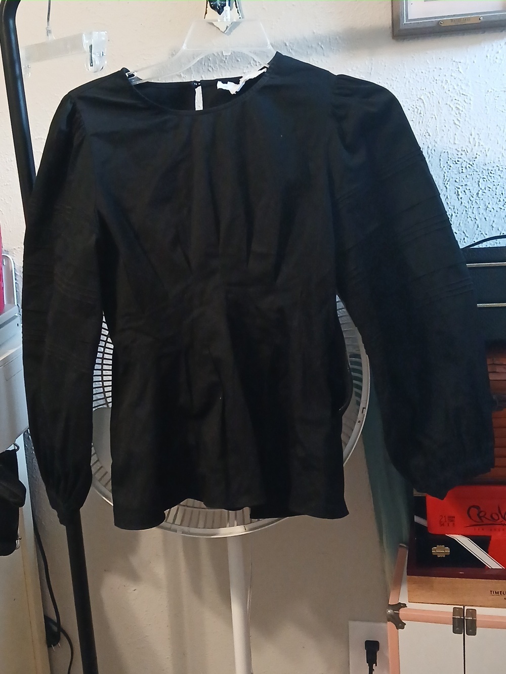 HUNTER BELL Black Puff Sleeve Peplum Top